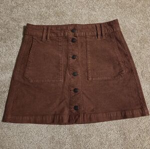 American Eagle Outfitters Brown Button-Front Skirt